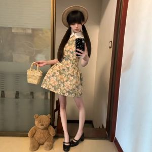 CHANGTONG | Vintage Delicate Floral Print Puff Dress