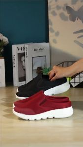 Fashion Black Half Shoes For Women Low Cut Leisure Sneakers For Lady Slip On Breathable Mesh Shoes