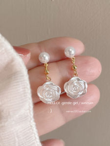  Spring Summer White Flower Mosquito Coil Tray Earrings Womens Gentle Elegant Floral Pattern Korean Style Fashion Jewelry