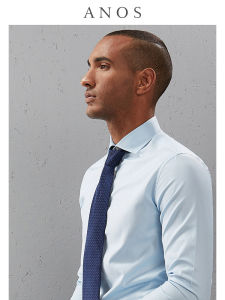 ANOS | Double Twisted 80s Thread Count Business Formal Windsor Collar Shirt Easy Iron