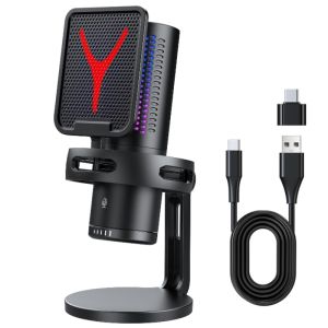RGB Gaming Microphone Touch Key GM7 Condenser Live Mic for Computer Cell Phone - Simple Cross-border Hot Item