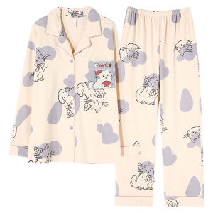 Bộ đồ ngủ nữ MiiOW bằng cotton dài tay dễ thương thoải mái - mùa xuân thu