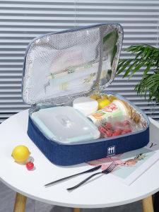 Thickened Aluminum Foil Lunch Box Bag Divided Type Handheld Bento Bag Flat Large Size Student Cafeteria Portable Food Container