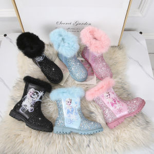 Princess Booties for Girls Furry High Heel Boots Beautiful Baby Performance Shoes Snow Boots Elegant Fashionable Kids Shoes