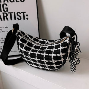 Fashionable Plaid Dumpling Bag Womens Crossbody Shoulder Bag Spring Summer New Style Popular Small Batch Design Handbag