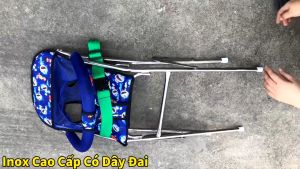 GHẾ GA XẾP INOX CAO CẤP CÓ DÂY ĐAI GẤP GỌN  Ghế đi xe máy xếp gọn  inox cao cấp sáng bóng