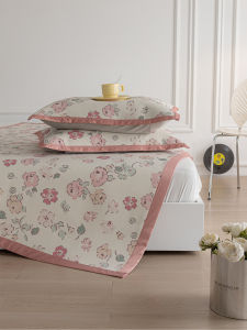 Rural Fresh Floral Ice Silk Mat Three-Piece Set Cartoon Flower Print Air Conditioner Mat Summer Home Use Soft Mat Bedding