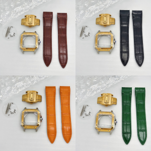 Brangdy | Gold Black Silver 38mm Case Leather Strap Modification Parts Fits Sandoz NH35 NH36 Watch Automatic Movements Hands for 27mm Dial