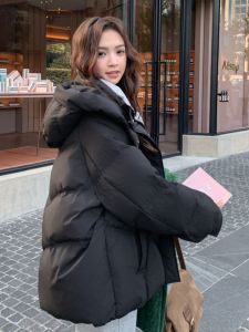 Black Short down Jacket Womens Winter Cotton Clothes 2025 New Style Thick Outerwear Fashionable Compact Size Female Coat