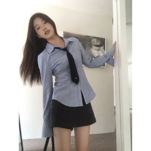 Elegant Striped Lazy Long-sleeved Shirt