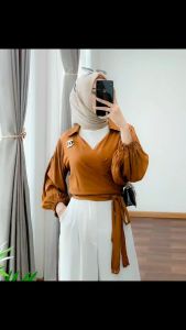 Zera Blouse Lengan Balon Baju Lebaran Terbaru 2023 Wanita Dewasa Model Baru Lengan Panjang Korean Style Blus Atasan Wanita Kekinian yg lagi Viral Crinkle Import Remaja Ootd - Lazada