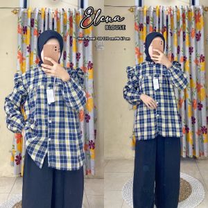 Atasan Wanita Blouse Alissa Kotak Busui Bahan Flanel