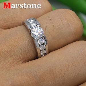 Full Moissanite Diamond D Color Mens Ring S925 Sterling Sliver 18K White Gold Rings Fine Jewelry for Men Women