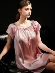 Silk Sleepwear Womens Short Sleeve Large Size Home Clothes 2025 New Summer True Silk Nightgown Comfortable Lightweight Home Fashion