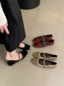 Pháp Thanh Lịch Giày Trơn Đầu Vuông Mary Jane Phẳng Nữ Mùa Xuân Phong Cách Mới Mùa Thu Phiên Bản Hàn Quốc Gió Cổ Tích Nhẹ Nhàng