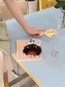 Sanrio | Cute 3D Fluffy Curly Diamond Hair Hello Kitty Phone Case for iPhone 15 16 17 Pro Max 15 16 17 Pro Shockproof Cartoon Phone Cover