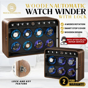 Luxurious Wooden Design Automatic Watch Winder with Lock and 4 Rotation Modes | 2 YRS LOCAL WARRANTY