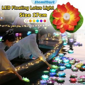 ItemMart LED Waterproof Floating Lotus Light 17cm Night Lights Wishing Lamp