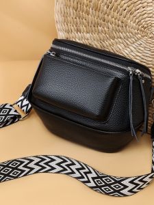 Genuine Leather Small Bag Womens Easiest for Match Simple Chest Bag Wide Shoulder Strap Shoulder Bag Soft Leather Saddle Bag First Layer Cowhide Messenger Bag