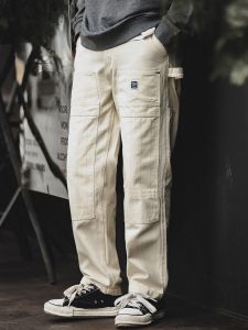 MADEN | Vintage Distressed Loose White Jeans with Multiple Pockets