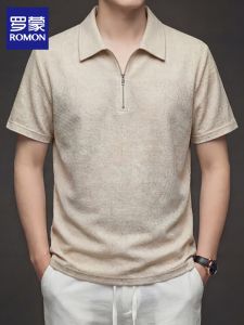 ROMON | Cool Feeling Short Sleeve Linen Tencel Polo Shirt