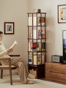 DONGZEFURNITURE | Rotatable Modern Minimalist Bookshelf Solid Wood
