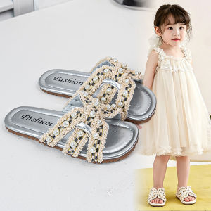 Pearl Decorated Little Girl Slipper Sandals