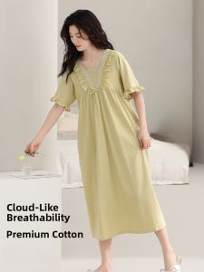 miiow | Pure Cotton Summer Thin Short Sleeve Dress Sleepwear Loose Comfortable Home Clothes For Women Cat Person MiiOW Sleep Dress