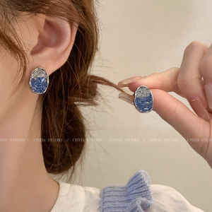 Blue Crystal Earrings Fashionable Niche Design Sensation Fresh Outburst Korean Style Womens Jewelry Hoop Earrings Fashion Accessories