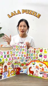 Bảng Núm Ghép Hình Gỗ Song Ngữ Lalapuzzle Chữ Cái Động Vật Rau Củ Quả Cho Bé 2 Tuổi - Lalala Baby