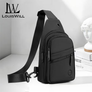 LouisWill Mens Chest Bag Cross Body Bag Waterproof Travel Shoulder Bag Large Capacity Casual Bag Earphone Hole Design Men Fashion Shoulder Bag Leisure Sport Street Bag for College Student