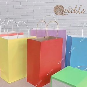 [SG Stock] 10 Pcs Kraft Paper Bags with Handles Party Bags Birthday Bags Goodie Bags Colour Paper Bags Gift Bags