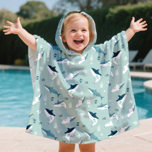 1Pc Childrens Hooded Bathrobe Microfiber Beach Bathroom Pool Towel Robes Child Kid Hooded Cloak Bathrobe