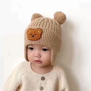 Topi Kupluk Rajut Anak Bayi Bear Korea