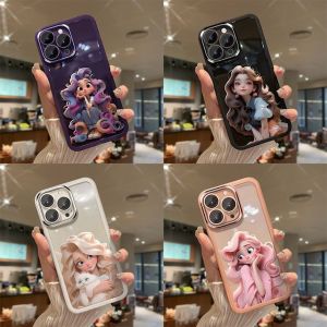 Ốp cho Samsung Galaxy a05s a21s A53 A73 A52 Ốp điện thoại mềm có tấm dán bảo vệ ống kính & dây đeo tay [công chúa đường băng] A22 A30 A50 A51 A71 A20 A13 A33