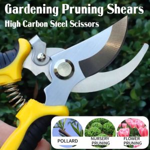 Gardening Pruning Shears Garden Plant Scissors Home Tools Branch Hands Pruner For Bonsai High Carbon Steel Scissors Multifunctional Pruning Shears Gardening Hand Clippers (Green/Yellow)
