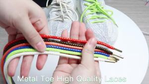 1 Pair Round Shoelaces for Sneakers Clothing Belt Decorate Shiny Shoe Laces Precision Weaving Wear-resistant Metal Lace Head