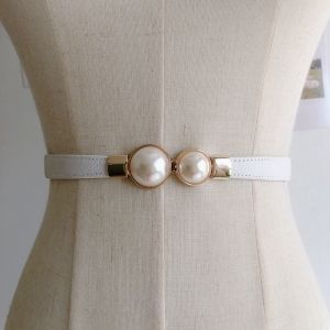 Pearl Buckle Slim Waist Belt Women Simple Decorative Dress Narrow Accessory Waist Chain Elastic Bandage Small Belt for All