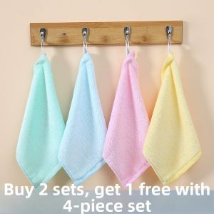 Soft Bamboo Fiber Towel Pure Color Baby Face Wash Home Use Small Square Towel Charcoal Towel Softer than Pure Cotton for Kids