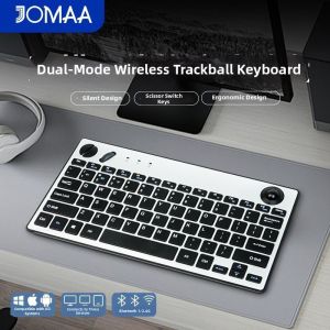 JOMAA | Bluetooth Wireless Trackball Keyboard with Multimedia Keys Silent for Office