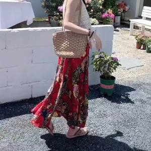 313HZW  Bohemian Holiday Ethnic Style Womens Skirt Elastic Waist Large Swing A- line Skirt Long Skirt