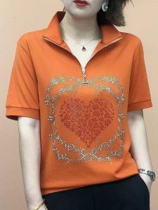 Summer Clothing New Arrival Western Style Leisure All-Matching Lapel Small Shirt for Middle-Aged Women Stylish Loose Short Sleeve Mom T-shirt Tops