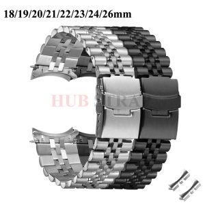 18/19/20/21/22/23/24/26mm for Seiko Solid Stainless Steel Watchband for Men Women Sports Strap for Jubilee Curved End Bracelet