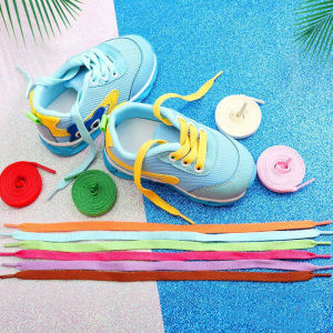 Flat Short Anti-Loss Shoelaces for Children: White & Black Sports Shoes