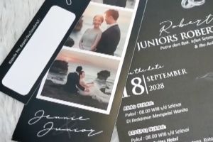 [50 pcs] Undangan Pernikahan Rustic Custom - Undangan Nikah Rustic Black White Full Colour Elegant