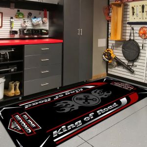 VIKAMA Motorcycle Display Mat King of the Road Non Skid Oil Proof Garage Rug for Boys Bedroom E-Sports Room Decoration