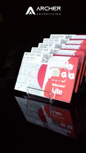 TEMPAT DUDUKAN RAK VOUCHER KARTU PERDANA AKRILIK LEBAR 6CM 5 SLOT