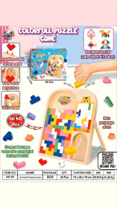 Ukuran Besar AR 96 Mainan Edukasi Anak Puzzle Tetris Russian Tangram Block Permainan Susun Balok Shape 3D Building | Mainan Motorik Anak