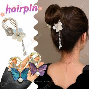 Pearl Butterfly Flower Mermaid Tassel Hair Bun Buckle Hairpin Hair Clip Bud Clip High Ponytail Buckle