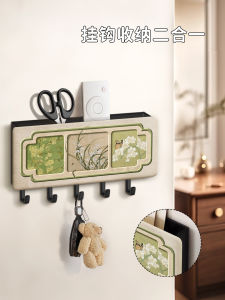 Vintage Style Adhesive Hook No Drilling Strong Load Bearing Kitchen Bathroom Door Back Clothes Hook Storage Rack European Style Wood Material